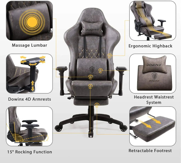 Dowinx 6689S Gaming Chair Office Chair with Massage Lumbar Support