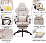 Dowinx 6689 Gaming Office Chair Ergonomic Racing Style-White(Ivory