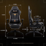 Dowinx Gaming Chair Breathable Quilted PU Leather Gamer Chair with Customized 4D Armrests, Ergonomic Game Chair with Massage(Black)
