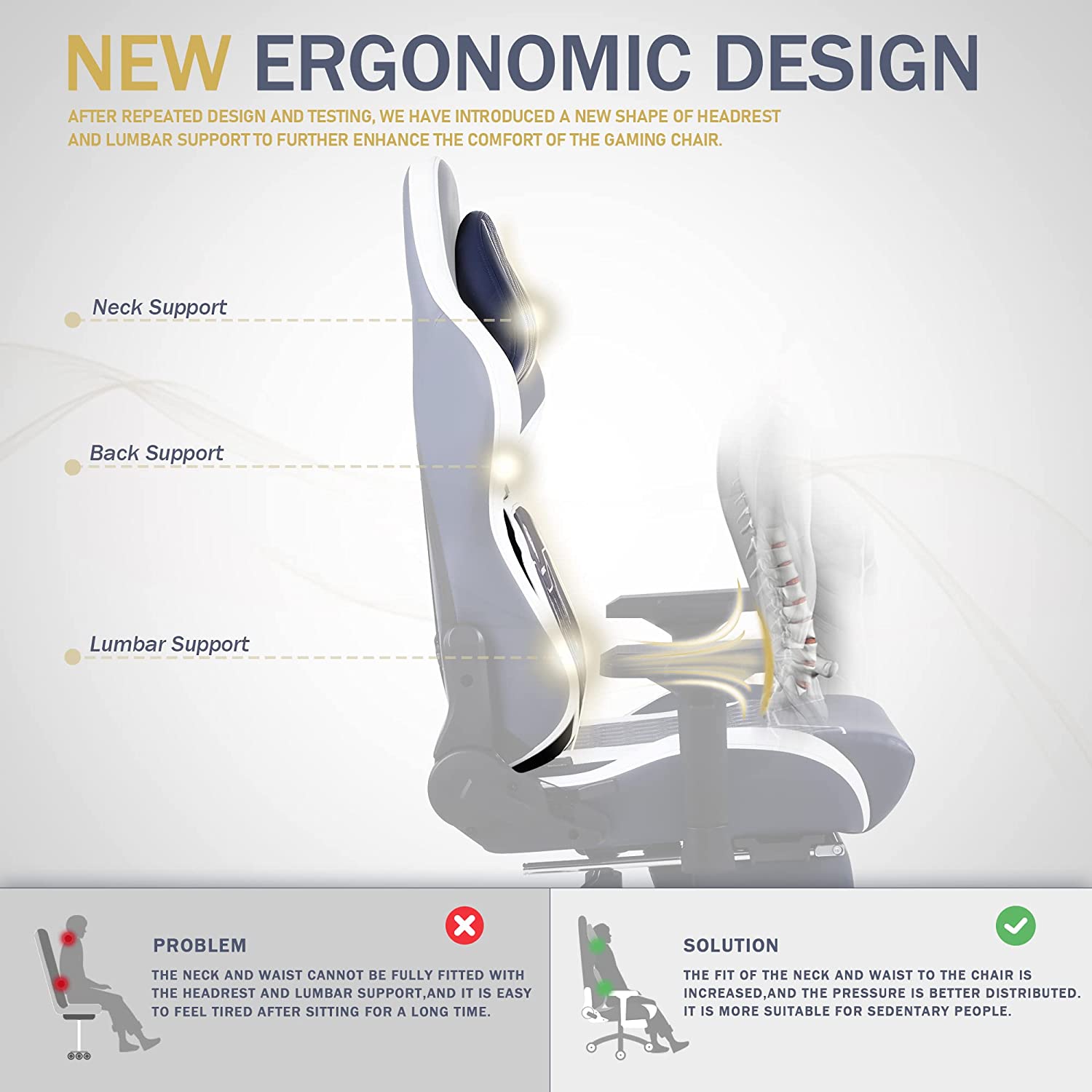 Dowinx Brand New Design Ergonomic Custom Logo Racing Chair