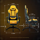 Dowinx Gaming Chair Breathable Quilted PU Leather Gamer Chair with Customized 4D Armrests, Ergonomic Game Chair with Massage (Yellow)