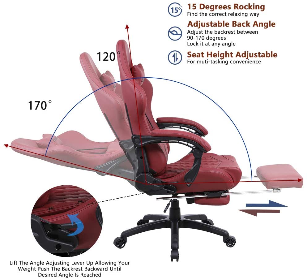 Dowinx 6689 Gaming Office Chair Ergonomic Racing Style-Red – DOWINX ...