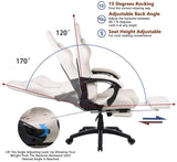 Dowinx 6689 Gaming Office Chair Ergonomic Racing Style-White(Ivory
