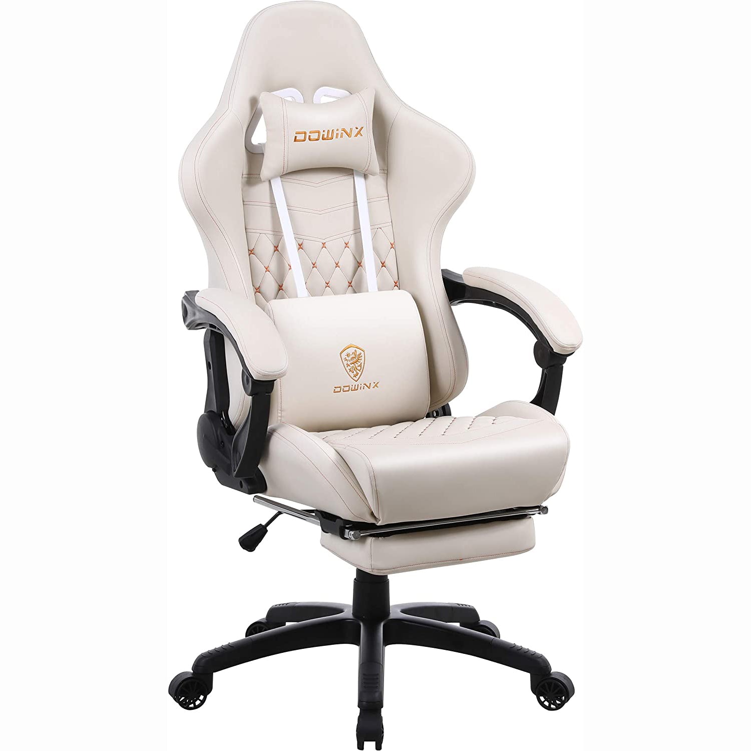 Dowinx 6689 Gaming Office Chair Ergonomic Racing Style-White(Ivory