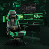 Dowinx Gaming Chair Breathable Quilted PU Leather Gamer Chair with Customized 4D Armrests, Ergonomic Game Chair with Massage(Green)