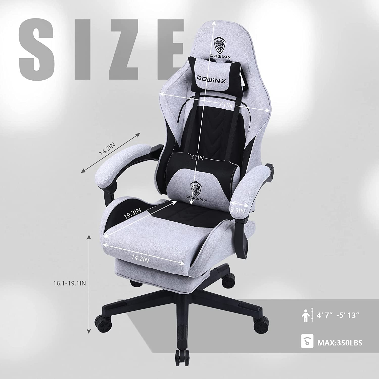 Dowinx Gaming Chair Breathable Fabric Office Chair with Pocket